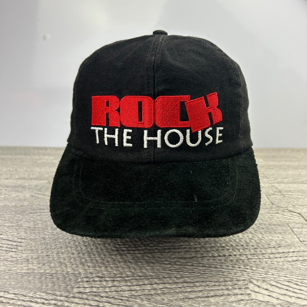 Vintage 90s Rock and Roll Museum Hat Cap Strap Back Black Rock The House Adult